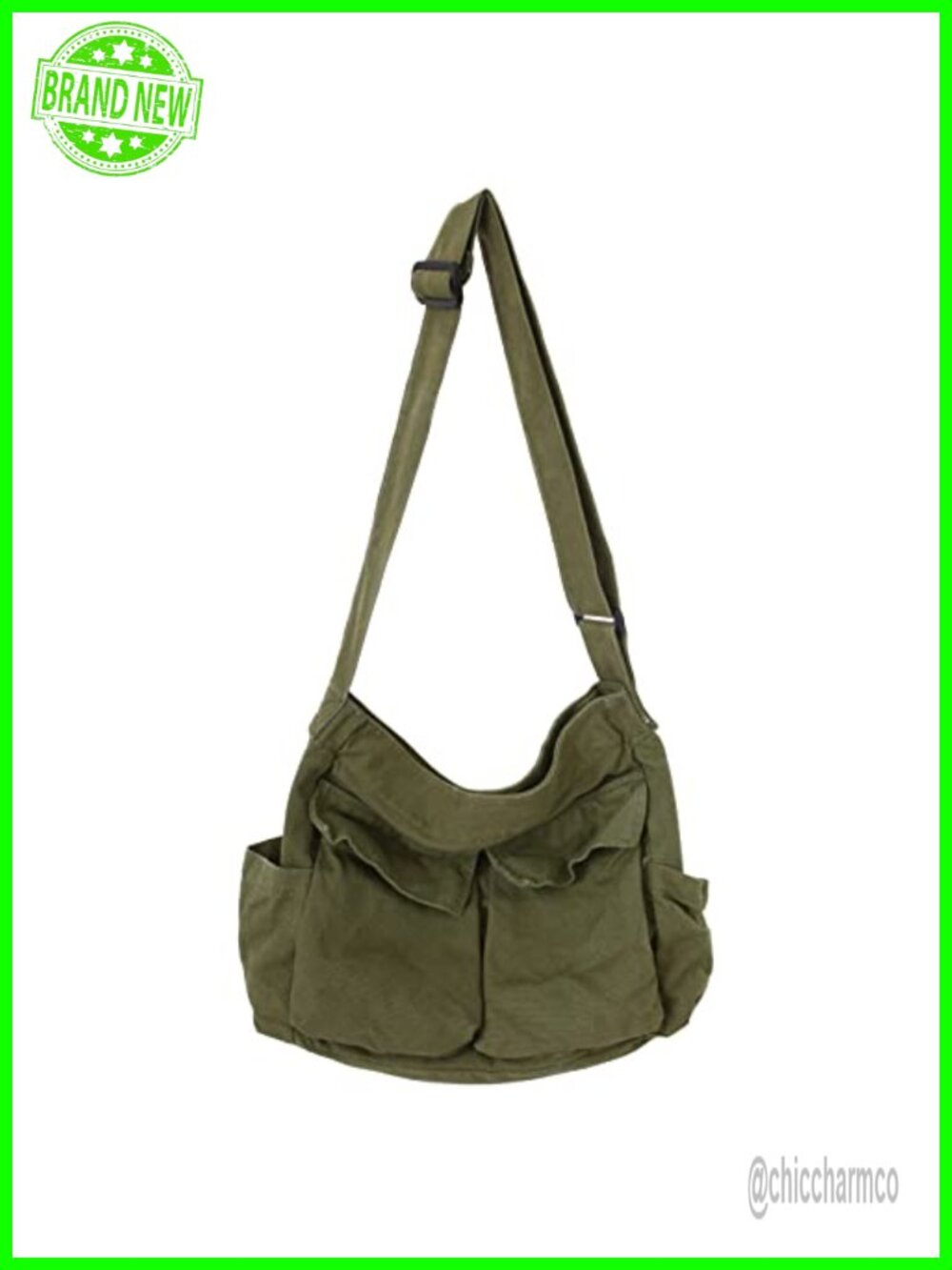 Canvas Messenger Bag Large Hobo Crossbody Shoulder Bag Tote Pocket
